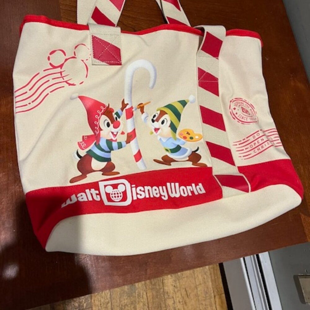 Disney World Christmas tote with zipper closure